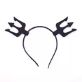 Detail view of a black devil fork headband for Halloween party and cosplay costumes - Simple Black Trident