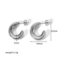 Silver hollow C-shaped stainless steel earrings with size 22mm and weight 5.3g dimensions - Silver Minimalist C-Shape Style (EKR47-S)