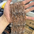 Natural sunstone faceted beads strand in pale orange and peach tones for jewelry - Gradient Sunstone (Black Skeleton) 3mm