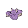 Creative purple enamel bat pin featuring a muscular cartoon fitness design for accessories - Purple Muscle Bat