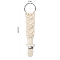 Beige hand-woven cotton hat clip for outdoor travel with metal ring and clasp, 16.5cm - Cream White Style B