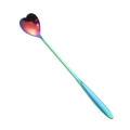 Rainbow stainless steel long handle spoon with a unique heart-shaped floral head design - Heart-shaped Spoon / Iridescent