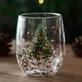 Isolierte Doppelwand-Glas-Weihnachtstasse mit Deckel und bunten Punktmustern - 301-400ml / Stern-Stil