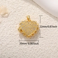 Goldenes Herzmedaillon mit Zirkonia, Größe 22mm x 20mm, mit Maßangaben im Bild - Goldener Hohler Diffusor Herz