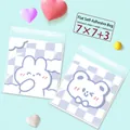 Cute cartoon rabbit and bear self-adhesive cookie packaging bags 7x7cm for gift candy - 2-in-1 Cartoon Style / 7x7+3cm (Approx. 100pcs)