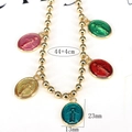 Collar de cuentas doradas con colgantes religiosos de 23x13mm y longitud total de 48cm - Estilo 1