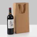 Durable brown kraft paper wine bag with woven handles for a single bottle gift - Double Bottle (17x35x9cm) / Kraft Color