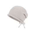 Gorro de punto fino beige para mujer con cordón lateral ajustable y diseño de borde - Beige