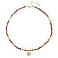 Bohemian natural stone beaded necklace with freshwater pearls and evil eye pendant charm - Natural Stone Beaded Evil Eye Pendant (Natural Stone Necklace)
