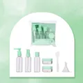 7-piece travel toiletry bottle set in light green with clear pouch for liquid cosmetics - SY761-Green (80ml Empty Bottle + Cream Jar Set)