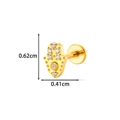 Golden Hamsa hand titanium piercing stud with clear gems and flat back design - Gold Hamsa Hand Style (T2583-7#Gold)