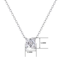 Collier en argent 925 avec pendentif moissanite taille carrée de 5,5mm de large - 40cm+5cm / Style Coupe Carrée Minimaliste (N12958)