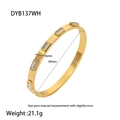 Detail showing 6mm gold-plated stainless steel bangle with rectangular zircon inlays - Rectangle Clear Zirconia Bangle / Gold/White