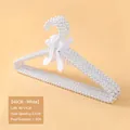 Elegant white pearl clothes hanger with silk bow, length 40cm for adult garments - Standard Hanger (Adult) / 40CM / White