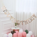 Striscione Happy Birthday in oro rosa con lettere metalliche per decorazioni di feste - Stile Vuoto / Oro rosa