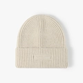 Gorro de punto acanalado en blanco roto con diseño de vuelta y detalle de textura - Talla única / Beige