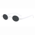 Retro round steampunk sunglasses with white thick frames and dark grey lenses - Solid White Black Gray Lens
