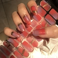 Red and blue gradient nail art stickers with gold foil line accents model SS-081 - Red Blue Gradient Gold Foil Line Style (SS-091)