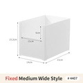 Medium wide white U-shaped storage box organizer with precise dimensions and matte finish - Fixed Medium Wide Storage Box (4407)