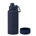 Matte navy blue 1L vacuum insulated water bottle with handle and silicone boot - 1 L / Indigo - Sport