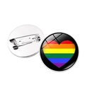 Ensemble de broches cœur arc-en-ciel avec fini en verre poli et épingle de sûreté en argent - Fond Noir Cœur Arc-en-Ciel (Style 19)