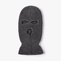 Thick dark grey knitted 3-hole balaclava mask for winter outdoor warmth and skiing - One Size / Light Gray