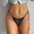 Women's sexy leopard print thong featuring slim waist straps and a low-rise fit - Leopard Print
