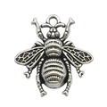 Antique silver bee metal charm for DIY jewelry making with detailed insect textures - 1pc Antique Silver Bee 20x20mm