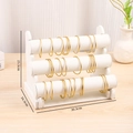 Three-tier white leather jewelry stand for bracelets and watches, size 30.3x16.3x23.5cm - White PU Leather (3-Tier)