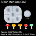 DIY mushroom silicone mold for miniature crafts with colorful 3.5cm fondant toppers - Medium (B902) / 6.8x6.8x0.9cm / Clear