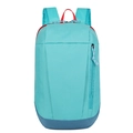 Sky blue and navy outdoor backpack with a striking red handle and fabric texture - Greenish Blue