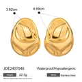 Gold-plated stainless steel teardrop earrings with waterproof and hypoallergenic finish - Gold Irregular Large (JDE2407048)