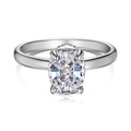 Elegant S925 sterling silver ring with large oval ice-cut zirconia center stone - Silver/White Zirconia (Oval)