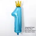 36-inch blue number 1 balloon with gold crown for kids first birthday party decoration - Number 1 with Gold Crown / Blue