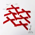Pack of 6 red velvet Christmas bows 13x2.5cm for tree decoration and DIY crafts - 2.5cm Red / 6 Pack