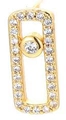 Golden safety pin stud earring with zircon stones and a moving round center element - Gold Rectangle Moving Stone Style (款式2)