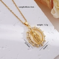 Collier Vierge Marie plaqué or 18k avec pendentif en zircone et chaîne de 45 cm de long - Vierge Marie 033