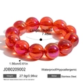 Irregular orange resin beaded bracelet with stainless steel components in 19cm length - Orange Red Translucent Bead Style (JDB0209002)