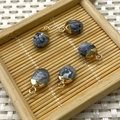 Faceted gray tiger eye stone oval pendants with gold bail for DIY jewelry making - Grey Agate