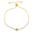 Gold evil eye star bracelet with adjustable slider chain and sparkling clear crystals - Style A-Hexagon Star