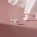 Eleganti orecchini a farfalla in argento S999 con trama irregolare in metallo liquido fuso - Argento 990 / Oro Bianco