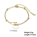 Double-layer golden stainless steel chain bracelet with a 3D letter H pendant - Letter-H / Gold