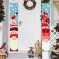 Weihnachts-Gnom-Türbanner in Himmelblau und Rot mit festlichen Schneeflockenmustern - Langer Hut Stil Gesichtsloser Gnom