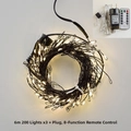 Catena 600 LED bianco caldo con telecomando e spina europea a 8 funzioni - Presa (Connettore Maschio/Femmina) / Filo Nero