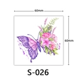 Temporary tattoo S-026 featuring purple butterfly and pink floral design 60mm - Purple Butterfly Pink Flower Style (S-026)