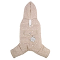 Khaki Hundeoverall mit weißem Sternen- und Mondmuster, warm gefütterte Winterkleidung - S / Khaki