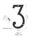 Numero civico 3 in ghisa nera rustica con viti, dimensioni 14,5x7,5 cm per esterno - Numero Grande Piatto-3