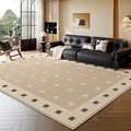 French vintage beige and brown rectangular carpet for a luxury living room setting - Persian Velvet - Windsor Garden