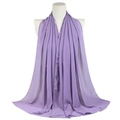 Solid purple pearl chiffon long scarf for women displayed on a white mannequin torso - Purple