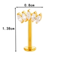 Piercing labret en titane doré avec fleur en marquise et dimensions précis - Style en Forme d'Éventail (T2527-4) / Doré